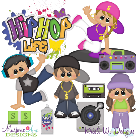 Hip Hop Kids SVG Cutting Files + Clipart - Click Image to Close